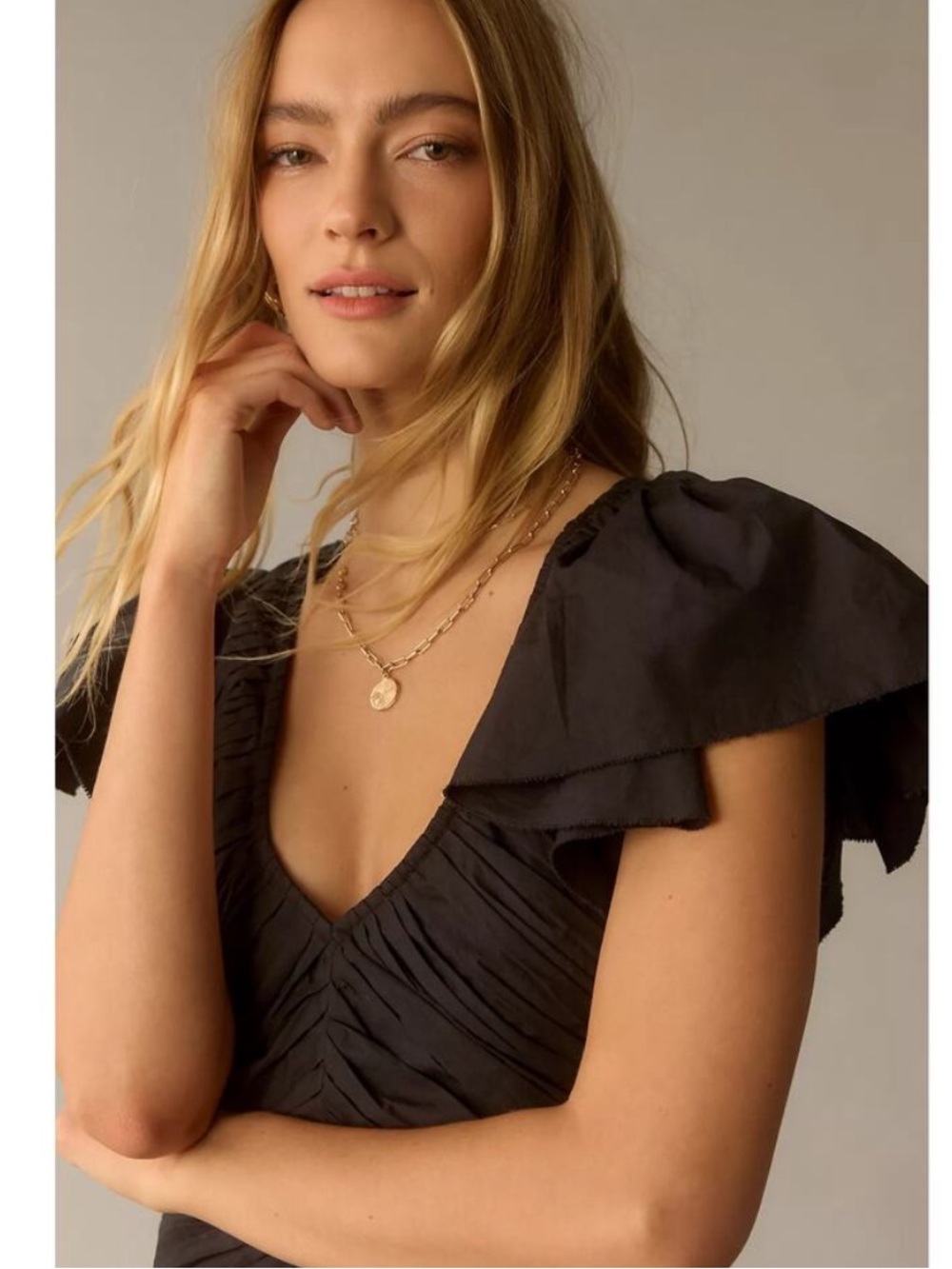 Love The Label Anthropologie Ruffle Mini Dress Black LBD Party Cotton XS